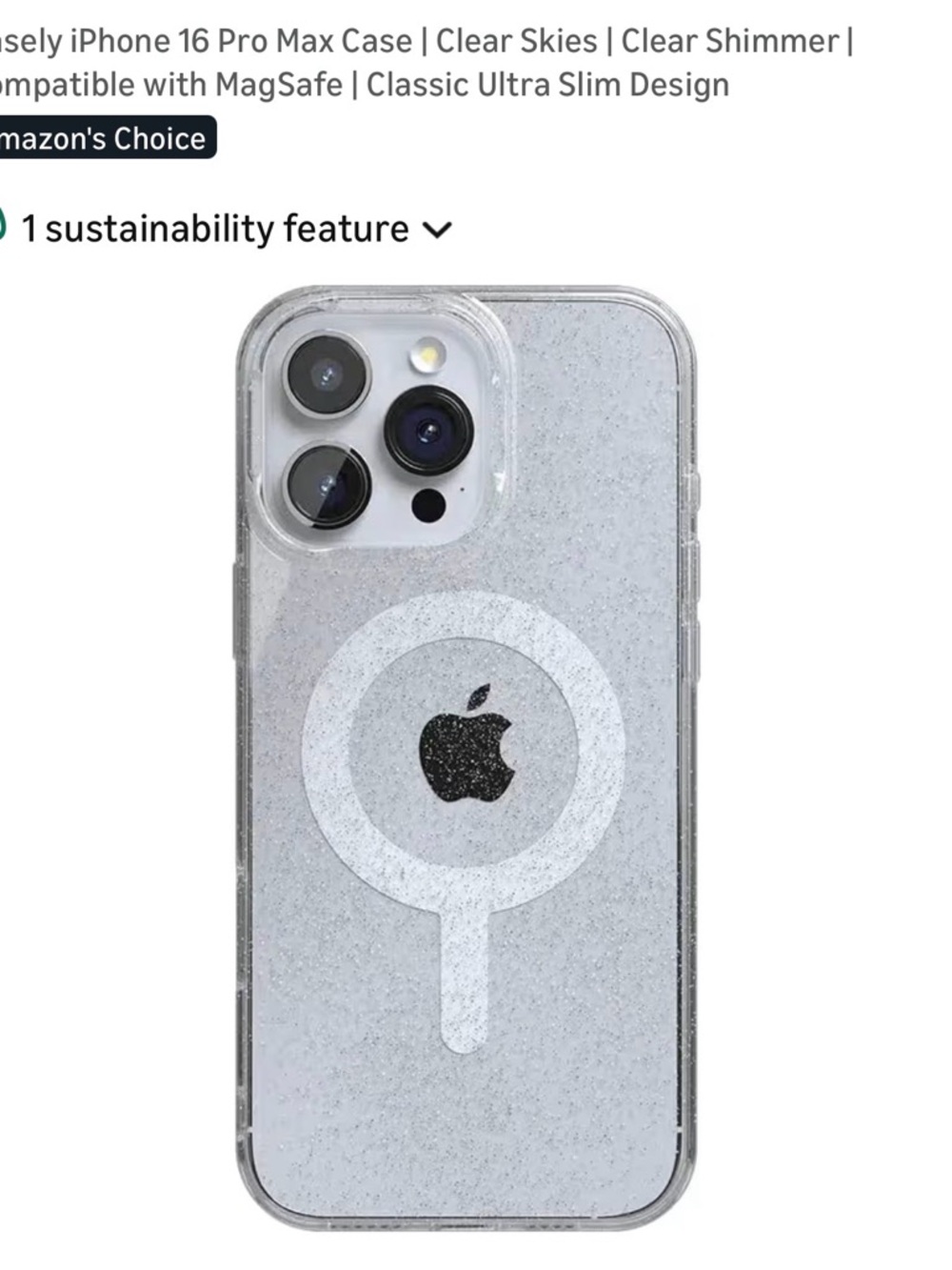 CASELY Clear Shimmer MagSafe-Compatible iPhone Case - Silver Sparkle